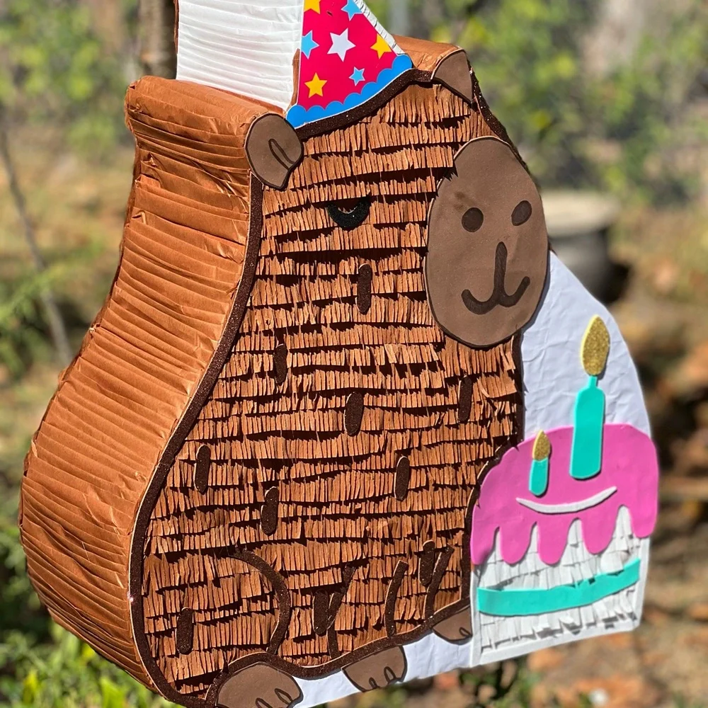 Festive Brown and Pink Capybara Pinata